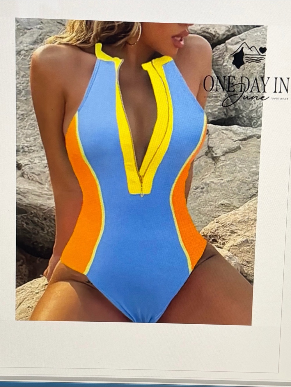 Bikinx High Neck Half Zip One Piece Swimsuit Size XL Womens